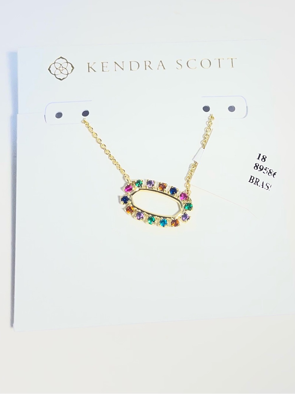Kendra Scott Elisa Open Frame Gold Necklace with Multi-Color Stones - NWT **